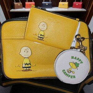 Vintage Coach Peanut & Woodstock Handbag, Wallet, and Coin purse